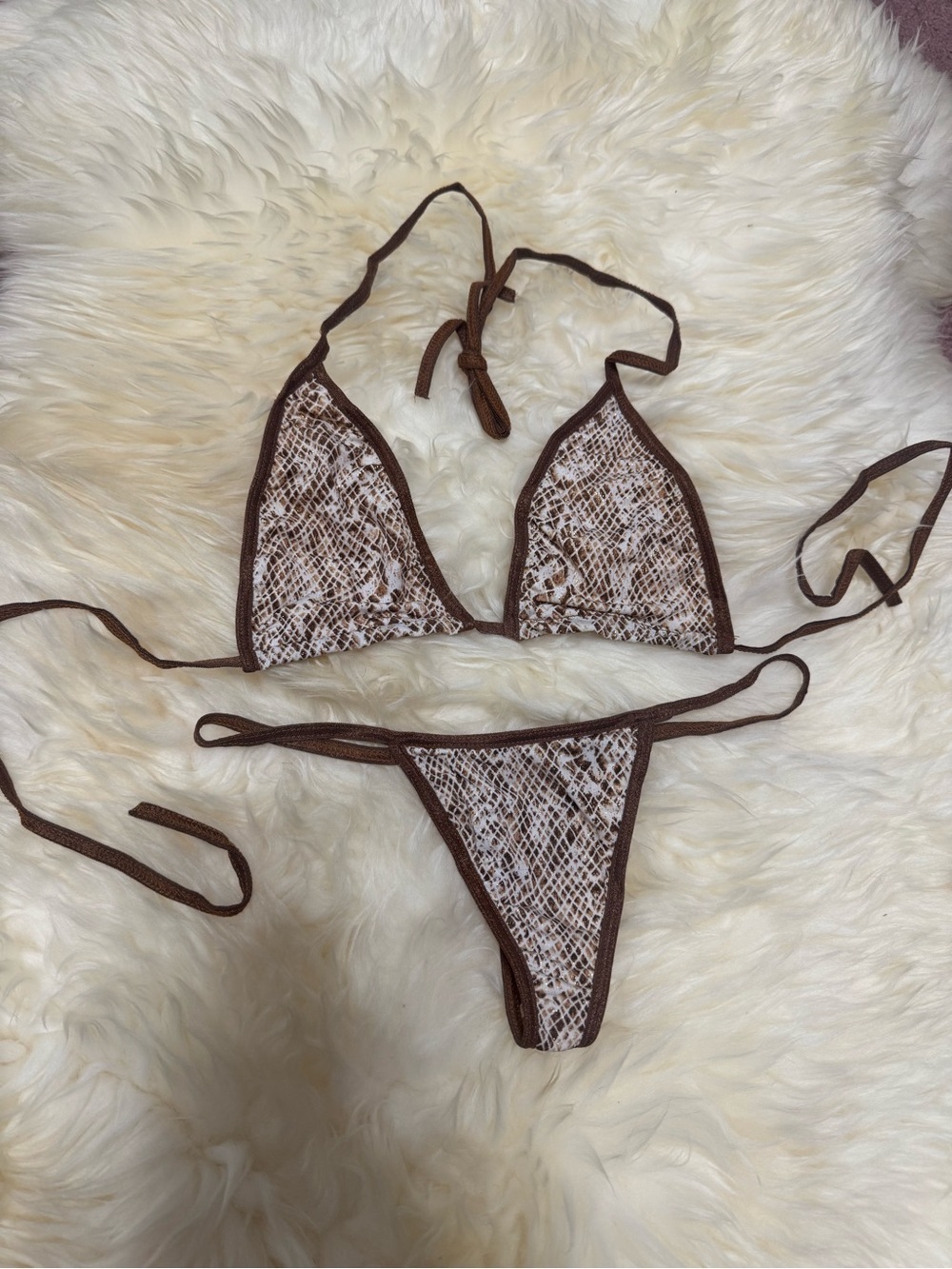 New small brown snake bikini y2k lingerie festival rave dance outfit raver